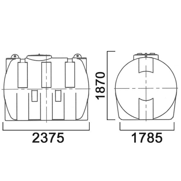 Ёмкость цилиндрическая горизонтальная, с дыхательным клапаном на 5100 литров м - Артикул: МН5000ФК2