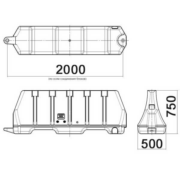 Пластиковый дорожный блок 2000 х 750 мм - Артикул: РДБ800_2